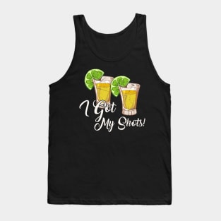 I Got My Shots 2 Shot Glasses Lime Wedges Funny Vaccination Tank Top